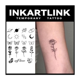 INKARTLINK 2 Weeks Cellular Colored Jagua Tattoo Stickers Set of 2 Cute Waterproof Tattoo Stickers Tattoo Stickers Long Lasting Temporary Tattoos Women Men Men Stars Sun Moon Butterfly Flower