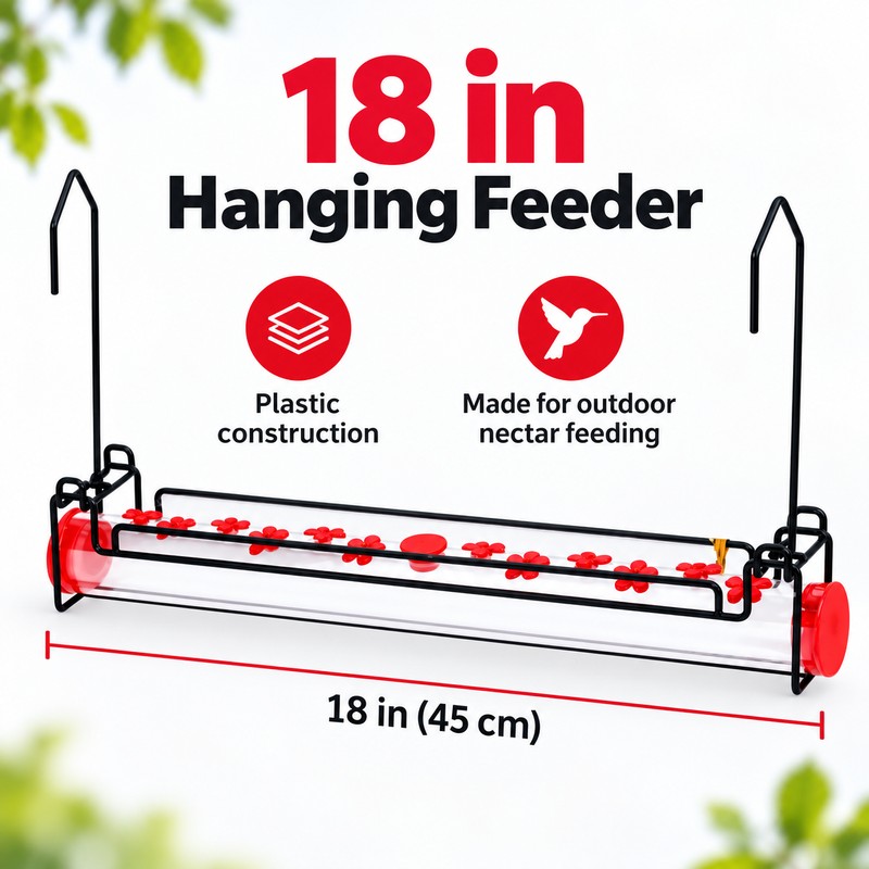 Hummingbird Feeder for Outdoors, 18-Inch Hanging Nectar Feeder with Multiple