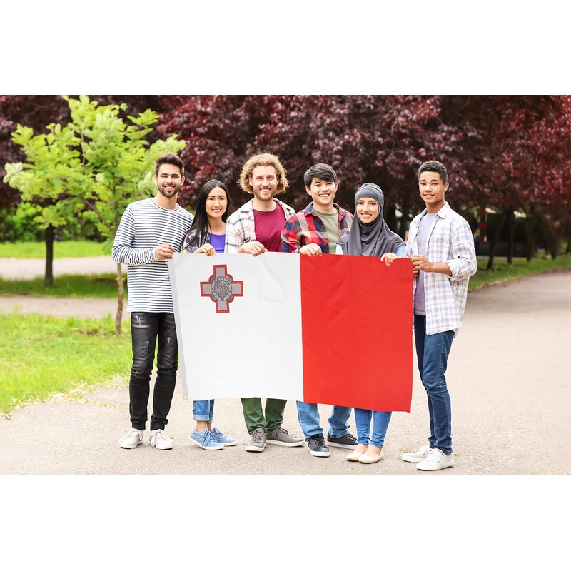 DANF Malta Flag 3x5 Ft Thick Polyester, Fade Resistant, Brass