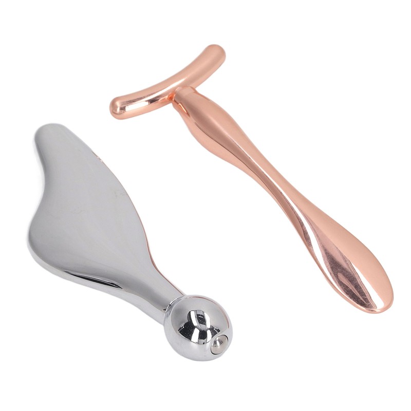 2pcs Metal Face Roller Set Zinc Alloy Facial Roller Massager
