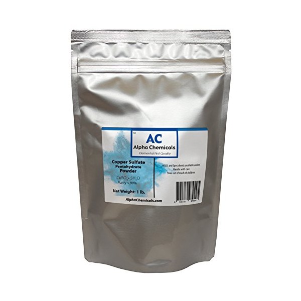 Copper Sulfate Pentahydrate - 25.2% Cu - 1 Pound - Easy to Dissolve - Powder
