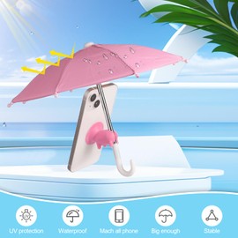 heqxwl heqxwl Phone Umbrella for Sun, Cell Phone Umbrella Sun Shade, Universal Adjustable Cute Phone Stand Umbrella with Piggy Suction Cup, Outdoor Anti-reflective Glare Blocking (Pink)