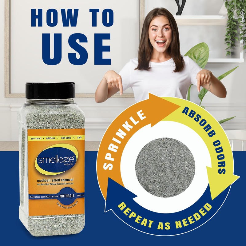 SMELLEZE Natural Mothball Smell Remover Deodorizer: 2 lb. Granules Gets