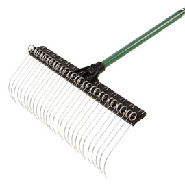 THE GROUNDSKEEPER II Green Rake 55-inch Lightweight Fiberglass Handle, 21-inch Head, Durable Steel Tines for Gardening, De-Thatching or Professional Landscaping