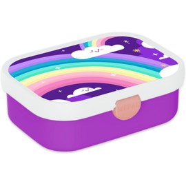 Mepal Children's Lunch Box - Bento Lunch Box Campus - Lunch Box with Bento Compartment and Fork - Meal Prep Box Clip Closure - BPA Free & Dishwasher Safe - Rainbow - 750 ml - Purple Rainbow