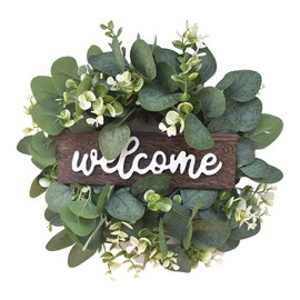 OTentW Artificial Eucalyptus Wreath, Dried Flowers, Welcome Garland, Christmas Wreath, Entrance Decoration, Wall Hanging, Garden Decoration, Craft, Outdoor, Wedding, Decoration, Gorgeous, Natural, Store, Room Decoration, Photo Tool, Mother's Day, Gift, D