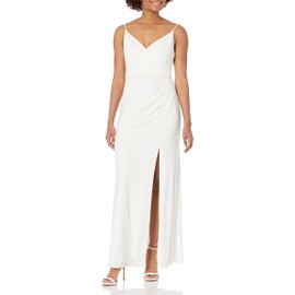 Adrianna Papell Women's Jersey Draped Gown, Ivory