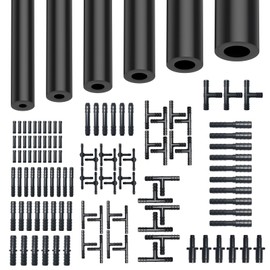 Silicone Vacuum Hose Kit - 6PCS 5FT Vacuum Line (1/8" 5/32" 3/16" 1/4" 5/16" 3/8") with 113 Nylon Connectors for Automotive Replacement Accessories, Automotive Tubing hose hvac (black)