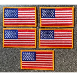 LOT OF 5 USA US AMERICAN FLAG EMBROIDERED PATCH 2" X 3.25" NSN 8455-01-475-22