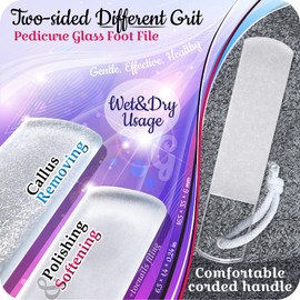 Genuine Czech Glass Foot File - Double Sided Surface with Different Grit, Gentle Callus Removal, Pedicure & Spa for Rough Skin, Professional Care of Heels, EU Quality
