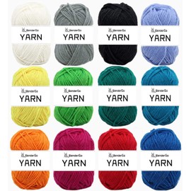 Wendergo 12X 50g Double Knitting Yarn 100% Acrylic Knitting Yarn Colourful DK Yarn with Crochet Hook & Stitch Markers - Perfect for Any Crochet and Knitting Mini Project