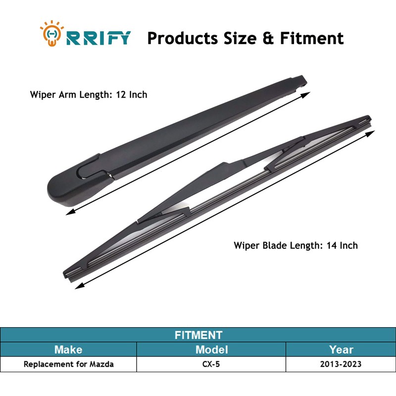 ORRIFY Rear Wiper Blade Arm Set for Mazda CX-5 CX5