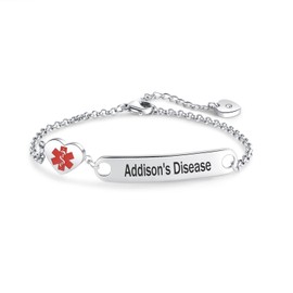 SBI Jewelry Mens Id Bracelet Addison's Disease Bracelts Medical Alert Bracelets for Women Engraved Medical Id Bracelet