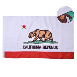 VICDRIA California State Flag 5x8 Ft, Deluxe Full Embroidered Heavy Duty Nylon Durable CA Outside Flags, Indoor/Outdoor, Sewn Stripes and Brass Grommets