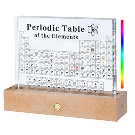 Real Periodic Table of Elements,Acrylic Periodic Table Decor,83 Real Elements Samples Wireless Colorful Light Base Student Teachers Crafts Science Lovers Gifts