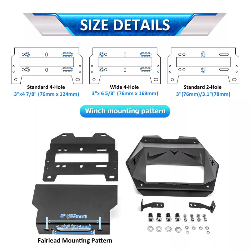 WSAYS UTV Hidden Winch Mounting Plate For 2022-2024 Polaris RZR