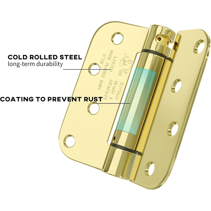goldenwarm 3 Pack 4 Inch Polished Brass Self Closing Door