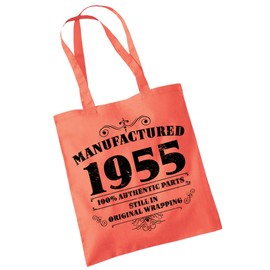 Bang Tidy Clothing 70th Birthday Gifts for Women Men Manufactured 1955 Funny Tote Bags Present - CORAL