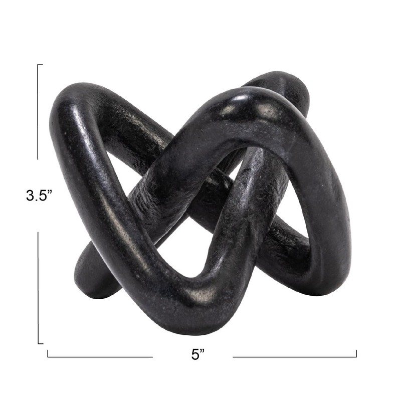 Creative Co-Op Modern Marble Link Knot, Black Accent Decor