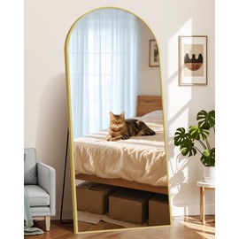 InfiniGlass 71"x30" Arched Full Length Mirror, Large Floor Mirror with Aluminum Alloy Frame Standing Hanging or Leaning Wall-Mounted Mirror, Vanity Mirror for Living Room and Bedroom,Gold