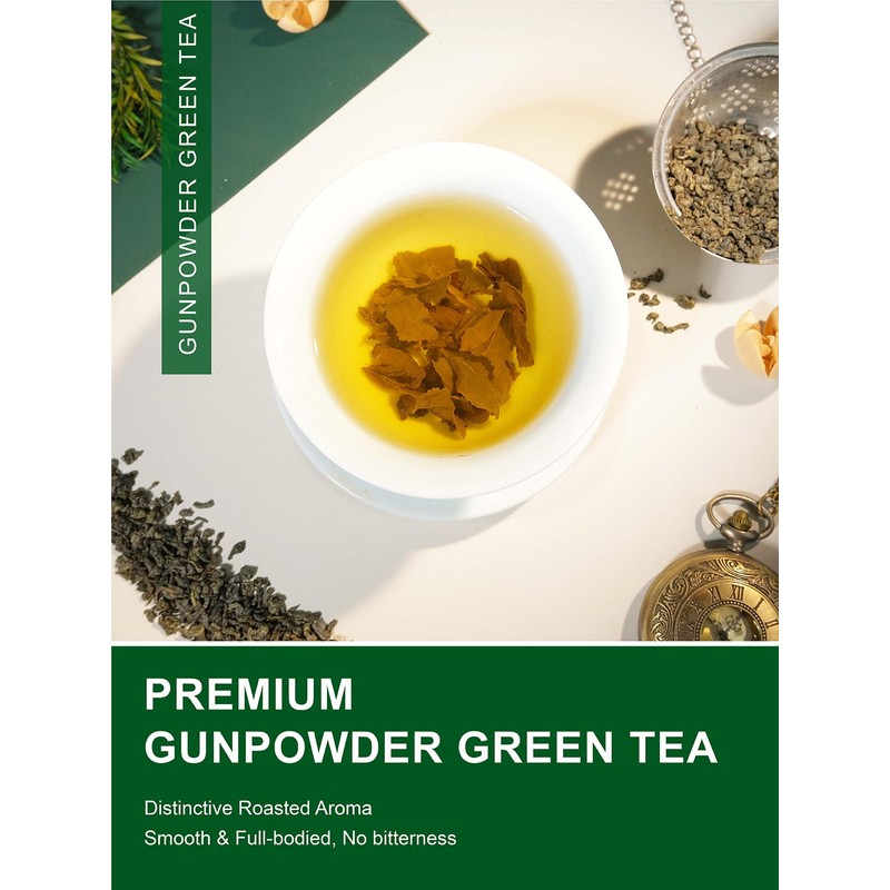 TeeLux Gunpowder Green Tea Loose Leaf, Mellow & Smooth Taste,