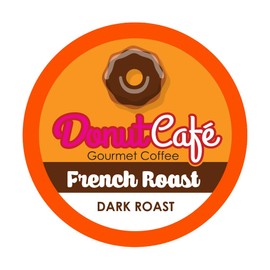 Donut Café – Gourmet Single Serve Coffee Pods for Keurig K-Cup Brewers, Dark Roast, 100% Arabica, Non-GMO & Gluten Free, French Roast Blend, 36 Count