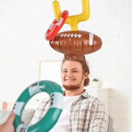 HAIOPS Inflatable Football Ring Toss Set Football Goal Post Ring Toss Game Sport Party Decor Birthday Indoor Outdoor Party Supplies, 2 Sets