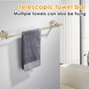 Wall Mounted Polished Gold Towel Bar,Crystal Towel Holder Adjustable Towel