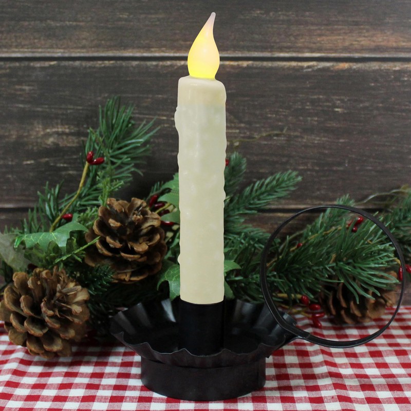 CVHOMEDECO. Real Wax Hand Dipped Battery Operated LED Timer Taper