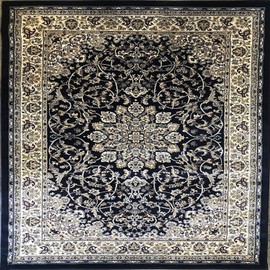Deir Debwan Traditional Square Area Rug 330,000 Point Dark Blue Design 603 (7 Feet 9 Inch X 7 Feet 9 Inch Square)