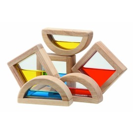 PlanToys 6 Piece Water Block Building & Color Mixing Learning Toy (5523) | Sustainably Made from Rubberwood and Non-Toxic Paints and Dyes