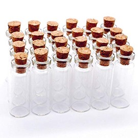 Onwon 24 Pcs Clear Small Mini Glass Jars with Cork Stoppers For Message Weddings Wish Jewelry Party Favors