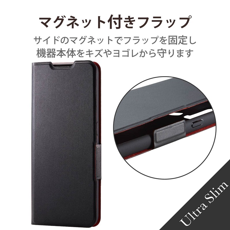 Elecom PM-O212PLFUBK OPPO Reno5 A Leather Case Folio UltraSlim Thin
