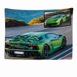 Ulticool - Car Tapestry Decoration Home - 200 x 150 cm - Wall Towel Wall Hangings - Accessories for Bedroom Living Room Children's Room - Green