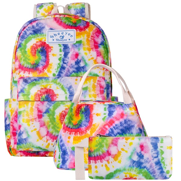 SHEEYEE Girls Backpack for School with Matching Lunch Box Tie