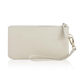 AdiStylinno Wristlet Wallet for Women, RFID Blocking Ladies Wallet Clutch Bag with Zipper Pocket, Slim Genuine Leather Wristlet Purse with Wrist Strap (Beige)