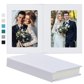 Pssoss Photo Album 5x7 with Writing Space Linen Cover 5x7 Photo Album Book Holds 20 Photos Ideal for Wedding Theme-Album and Baby Photo Albums (White,20 Pockets)