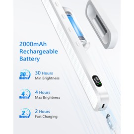 WILLED 3W Magnetic Light Bar, Eye-Friendly Makeup Lighting, 2000mah Vanity Lights for Mirror with Battery Display, Button Control Rechargeable Light Bar for Cabinet, Closet, Bathroom and Desk