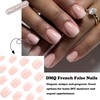 DMQ Square False Nails Short, 24Pcs Nude Gradient French Tip