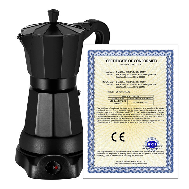 SHANGSKY Coffee Pot Electric Moka Pot 6 Cup, Espresso Coffee