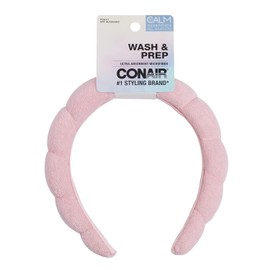 Conair Spa Makeup and Face Washing Headband - Bubble Design Cotton Blend- Pink