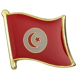 Tunisia National Flag Enamel Metal Pin Badge Diplomat Lapel – 1.6cm x 1.9cm – Hard Enamel Tunisian National Symbol Pin – Red Crescent Star Badge for Jacket, Hat, or Backpack