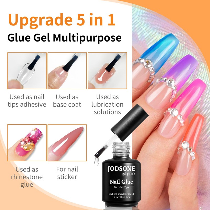 JODSONE 2PCS 15ML Nail Glue Gel for False Nail Tips