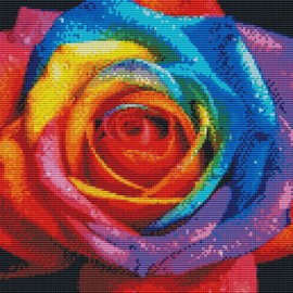 Amiiba Pre Printed Cross Stitch Kits for Adults, Rainbow Rose 11ct Stamped Embroidery Kits DIY Wall Art Decor for Beginners (Rose)