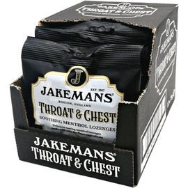 Jakemans Throat & Chest 73g - Pack of 12 - Soothing Menthol Lozenges - Suitable for Vegetarians