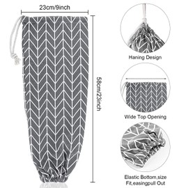 Kettion Grocery Bags Holders, Reusable Wall Mount Plastic Sack Holder, Carrier Hanging Loop Washable Shopping Bag Storage Dispensers, Garbage Bag Organizer with Drawstring for Home Kitchen Supplies