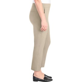 Hilary Radley Women's Pull-on Dress Pants, 4-Way Stretch, Elastic Waist, Front Pockets (US, Alpha, Large, Regular, Regular, Heather Light Sand)