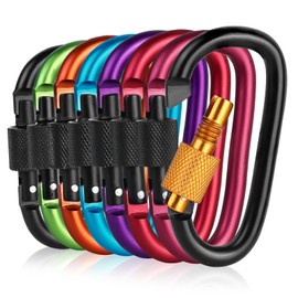 WVD 8 Pcs Carabiners, 3 Inches D-Ring Carabiner Clip with Screw Gate Carabiner for Key Clip, Heavy Duty Small Carabiners Key Chain Clip for Backpack, Camping, Hiking, Outdoor