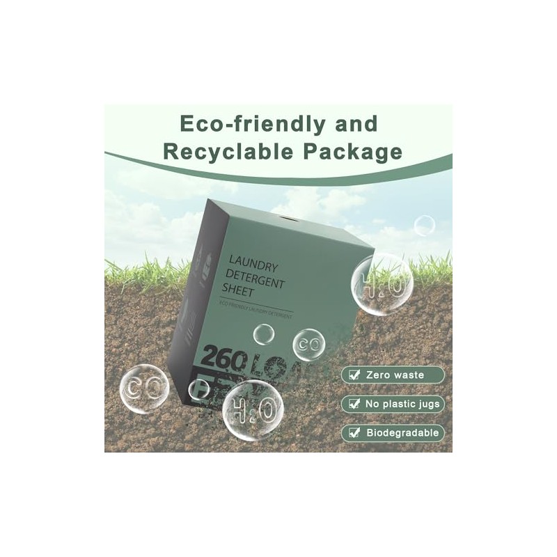 Laundry Detergent Sheets 260 Loads, Fresh Scent, Eco-Friendly Liquidless Soap