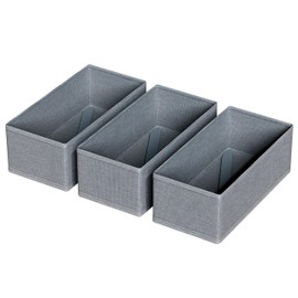 FAMALAHEE 3 PACK Drawer Organizer Clothes，drawer Divider， Dresser Drawer Storage for Sock, Underwear, Bra，Panties，Belt, Tie, Stockings, Leggings & Accessories (Grey)